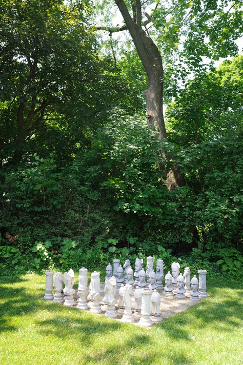 Life sized chess board, wedding photo, copyright www.tamimcinnis.com Backyard Chess Board, Life Size Chess Board, Rock Garden Design, Chess Table, Board Wedding, Chess Sets, Rock Garden, Fun Ideas, Life Size