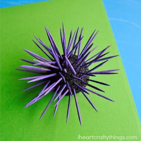 Coral Reef Theme Party, Pipe Cleaner Sea Anemone, Diy Sea Urchin, Paper Mache Under The Sea, Diy Sea Creatures Decorations, Squid Crafts For Kids, Sea Animals Party Decoration, Sea Themed Decorations, Diy Sea Anemone