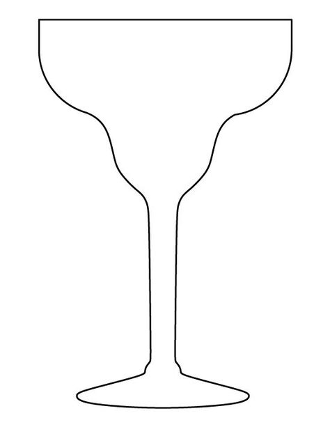 Margarita glass pattern. Use the printable outline for crafts ... Wine Glass Stencils Printable, Glass Template Free Printable, Margarita Glass Drawing, Printable Outline, Picture Templates, Applique Templates, Glass Pattern, Felt Patterns, Glass Pictures