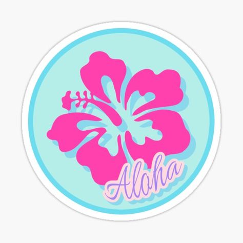 Hibiscus Flower Sticker, Hibiscus Flower Design, Aloha Sticker, Hawaii Themed Party, Preppy Stickers, Aloha Hawaii, Preppy Wallpaper, Travel Stickers, Coconut Girl