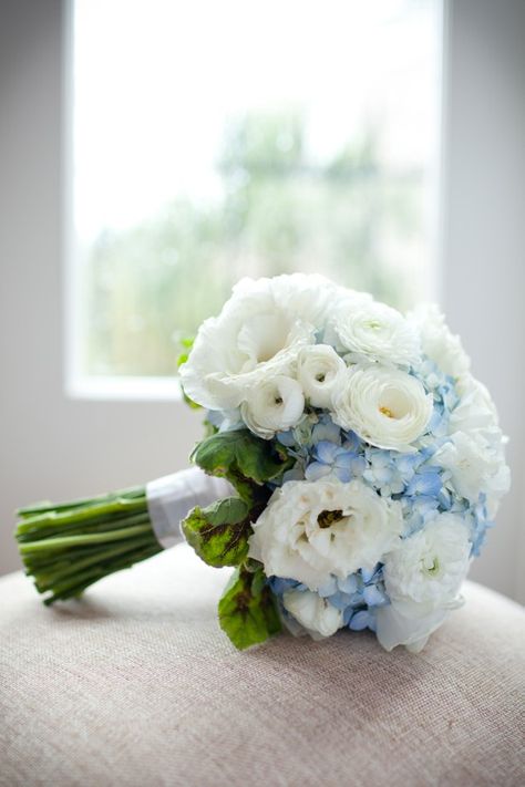 Cascading Vs Round Bouquet, Ivory And Blue Bridal Bouquet, Blue And White Mini Bouquet, Light Blue Wedding Bouquet Brides, Basic Wedding Flowers, White And Blue Wedding Flowers Bouquets, White Bridal Bouquet With Blue Accents, Small White And Blue Bouquet, Blue White Bouquet Wedding