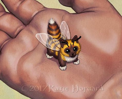 Hybrid Art, Mythical Animal, Cute Fantasy Creatures, Cute Animal Drawings Kawaii, Bee Art, Bee Print, Fantasy Creatures Art, Mythical Creatures Art, Clear Bag