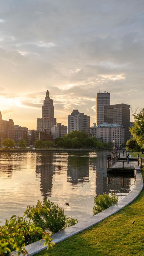 Providence's Riverwalk is a great spot for a photo op of the skyline at any time of day. And there are plenty of great shops and restaurants to check out as you stroll. Everything Is Better In Boston, Rhode Island Aesthetic, Better In Boston, England Cities, Rhode Island Travel, Island Aesthetic, Capital Cities, Halcyon Days, Providence Rhode Island