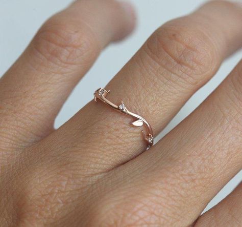 Diamond Ring, 14k Rose Gold Wedding Band Unique Ring Band, Simple Rose Gold Ring, Rose Gold Halo Engagement Ring, Morganite Engagement Ring Rose Gold, Rose Gold Wedding Band, Twig Ring, Wedding Rings Rose Gold, Floral Ring, Rose Gold Wedding Bands