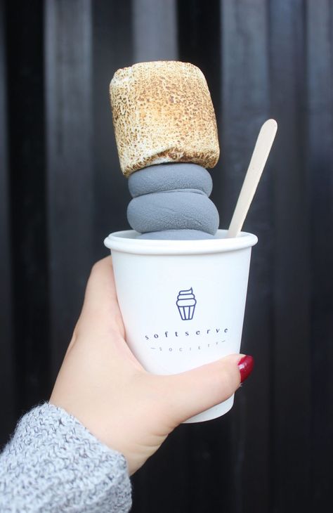 Japanese Soft Serve Ice Cream, Soft Serve Society, Coffee Doughnut, Soft Serve Ice Cream Recipes, Ice Cream Soft Serve, Soft Ice Cream, Ice Cream Business, Ice Cream Packaging, Gelato Shop