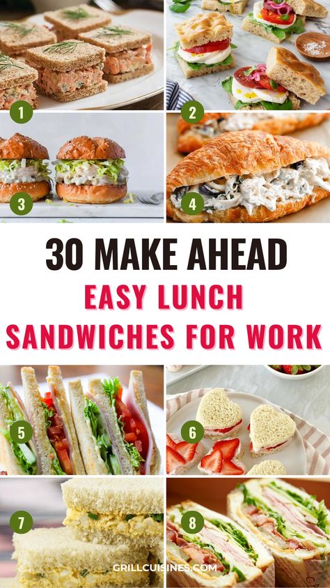 Upgrade your work lunch with these 30 easy and delicious sandwich ideas! Perfect for packing, these recipes include classics like turkey and avocado, creative options like Mediterranean veggie, and hearty choices like roast beef and cheddar. Quick to prepare and perfect for on-the-go, these cold, packed sandwiches will make your work lunches exciting and satisfying. 🥪✨ #LunchIdeas #WorkLunch #SandwichRecipes #MealPrep #EasyLunch#Paninis,Packed Sandwich Ideas, vegetarian sandwich recipes cold Easy Cheap Sandwich Recipes, Simple Cold Sandwich Recipes, Cold Deli Sandwiches, Lunch Ideas Non Sandwich, Sandwich Ideas For Lunch Cold, Easy Lunch Sandwiches For Work, Cold Sandwich Recipes Healthy, Sandwiches For Lunch To Work, Simple Lunch Sandwiches