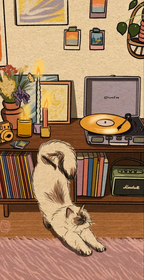 متحف فني, Dessin Adorable, Fantasy Illustration, Record Player, Funky Art, الرسومات اللطيفة, Pretty Art, 그림 그리기, Cartoon Wallpaper