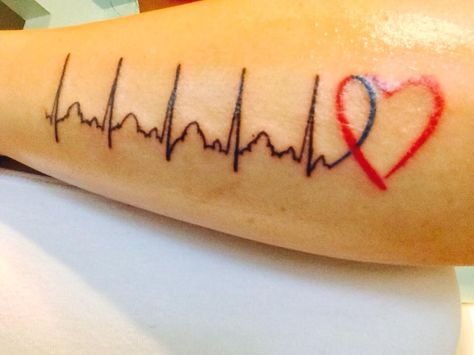 My CHD tattoo honoring my warrior Heart Warrior Mom Tattoo, Chd Tattoo Ideas, Chd Tattoo, Chihuahua Tattoos, Emily Tattoo, Mom Baby Tattoo, Ekg Tattoo, Hart Tattoo, Chd Warrior