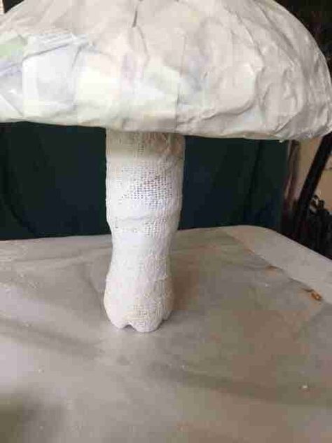 Make a Waterproof Paper Mache Mushroom for the Garden 7 Large Mushroom Diy, Diy Large Mushroom Prop, Diy Mushroom Garden Decor, Giant Mushrooms Diy, Diy Mushroom Stool, Cardboard Mushroom, Waterproof Paper Mache, Paper Mache Mushroom, Diy Mushroom