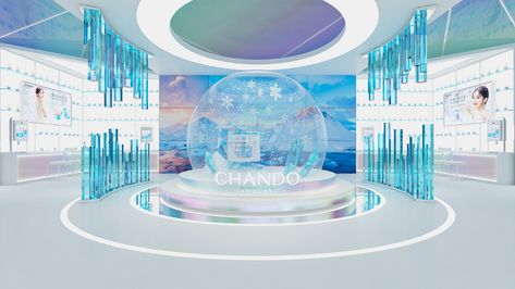 CHANDO POP-UP STORE | Behance Futuristic Pop Up Store, Interior Design Portfolio Layout, Photo Booth Design, Playground Areas, Stage Set Design, Portfolio Design Layout, Event Backdrop, Exhibition Display, Pop Up Event