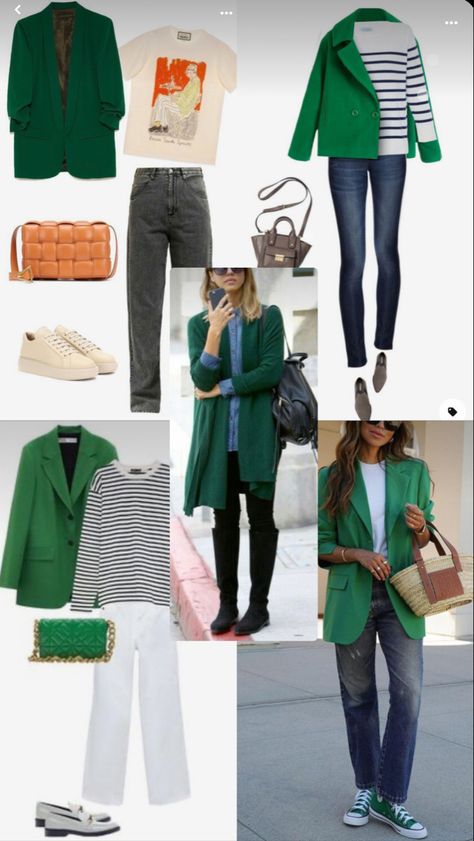 How To Wear A Green Blazer, Outfits Con Blazer Verde, Green Blazer Outfit Work, Blazer Verde Outfits Mujer, Dark Green Blazer Outfit, Look Blazer Verde, Green Blazer Outfits For Women, Green Blazer Outfit, Dark Green Blazer