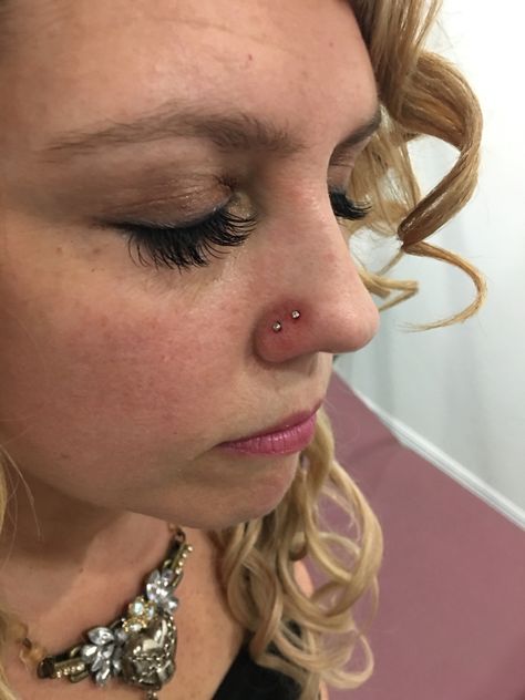 Vertical Nose Piercing, Same Side Nose Piercing, Same Side Double Nose Piercing, Double Nose Piercing Same Side Studs, Upper Nostril Piercing, Double Pierced Nose, Nose Piercing Ideas Double, Double Sided Nose Piercing, Double Stud Nose Piercing