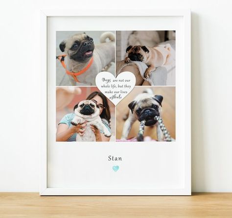 Personalised Pet Portraits | Photo Collage Prints - A5 / Oak Frame Family Pet Portraits, Photo Collage Prints, Collage Prints, Collage Foto, Unique Photo Gifts, Photo Collage Gift, Keepsake Gifts, Pet Sympathy Gifts, Framed Photo Collage