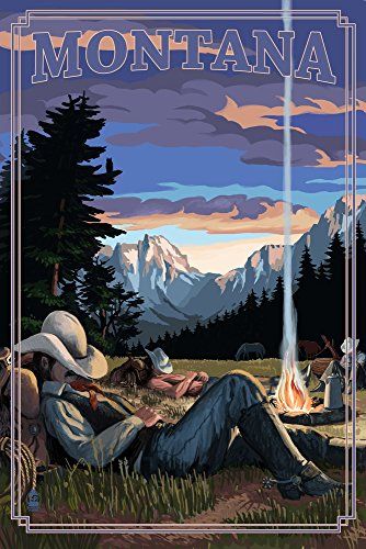 Cowboy Camping, Montana Cowboy, Cowboy Posters, Wyoming Cowboys, Cowboy Art, Scene Art, Stock Art, Night Scene, Western Art