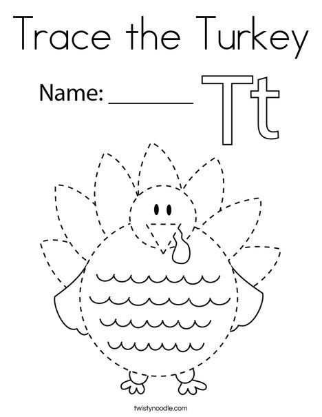 Trace the Turkey Coloring Page - Twisty Noodle T Is For Turkey Preschool, Turkey Tracing Preschool, Turkey Worksheets Preschool, Tracing Activities For Toddlers, Turkey Preschool, Preschool November, Turkey Coloring, Thanksgiving Activities Preschool, Preschool Thanksgiving