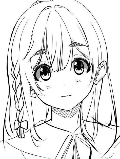 Anime Face Drawing, Manga Coloring Book, Anime Lineart, Best Anime Drawings, Anime Drawing Books, Outline Art, Animated Drawings, Girl Sketch, Anime Drawings Tutorials