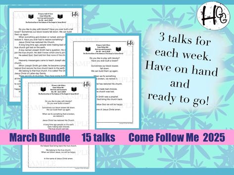 15 primary talks for March, following the Come Follow Me Manual for 2025.  Trying to simplify the scriptures for children can be a challenge. These talks are designed for young emerging readers to be able to read, understand, and say effectively. Each talk is geared towards different ages to help customize each experience.  These talks can be used for primary, as lessons doing Come Follow Me in the home, as teaching aides in class time, or anywhere you want!  To access simply purchase the talk and a PDF file will be sent to you. Print it at home or just use it from your device. Quick, easy, and immediate! *Due to the nature of digital prints there are no returns on this item.  Please read the description carefully before making your purchase. **Digital files cannot be downloaded using the Scriptures For Children, Primary Talks, Scriptures For Kids, Spirituality Books, The Talk, Long Time Ago, Web Browser, The Nature, Mars