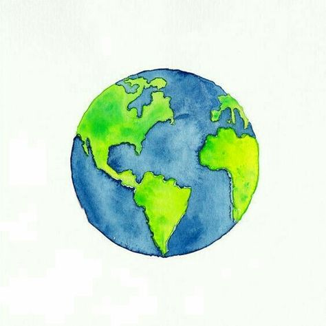 Earth Watercolor, Globe Drawing, Tiny Worlds, Solar System Art, Planet Drawing, Earth Drawings, Globe Art, Our Planet Earth, Planets Art