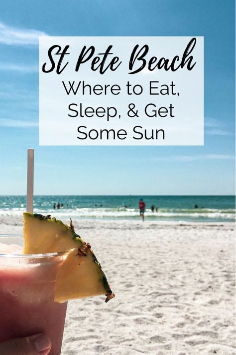 Here's a guide on where to eat, where to stay, and which beaches to explore at St Pete Beach, Florida! Tresure Island, Florida Trips, St Pete Beach Florida, Florida Vacation Spots, Girls Beach Trip, Florida Travel Destinations, Best Family Resorts, Traveling Ideas, Cocoa Beach Florida