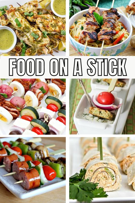 Food on a Stick Ideas That Are Easy and Delicious | Tonya Staab Meal On A Stick, Burger On A Stick, Chicken On Stick, Food On A Stick Ideas, Sweet 16 Food Ideas, Fruit On A Stick, Foods On A Stick, Food On A Stick, Kebab Sticks