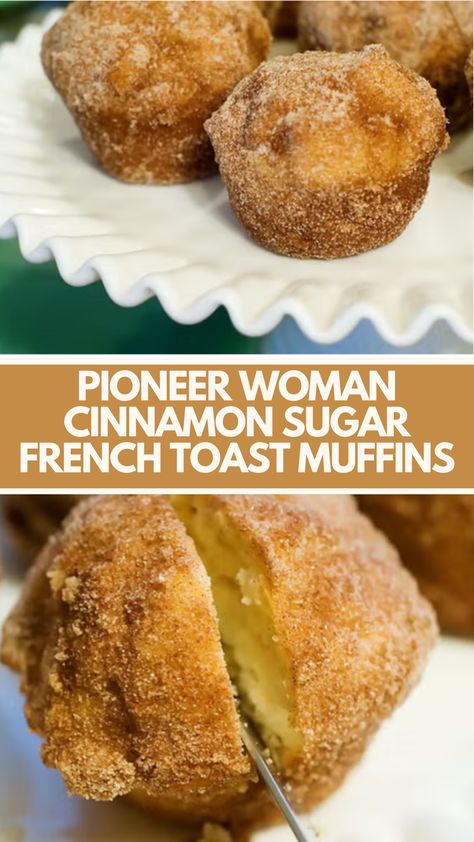 Pioneer Woman Cinnamon Sugar French Toast Muffins are made with flour, baking powder, salt, ground nutmeg, sugar, shortening, eggs, milk, cinnamon, and butter.

This easy Cinnamon Sugar muffin recipe creates a delicious breakfast or snack that takes about 40 minutes to prepare and can serve up to 12 people. Pioneer Woman Cinnamon Sugar French Toast Muffins, Cinnamon And Sugar French Toast Muffins, Cinnamon French Toast Muffins, Cinnamon Sugar French Toast Muffins, French Toast Muffins Recipe, Cinnamon Sugar French Toast, Pioneer Woman Cinnamon Rolls, Pioneer Kitchen, Pancake Mix Muffins