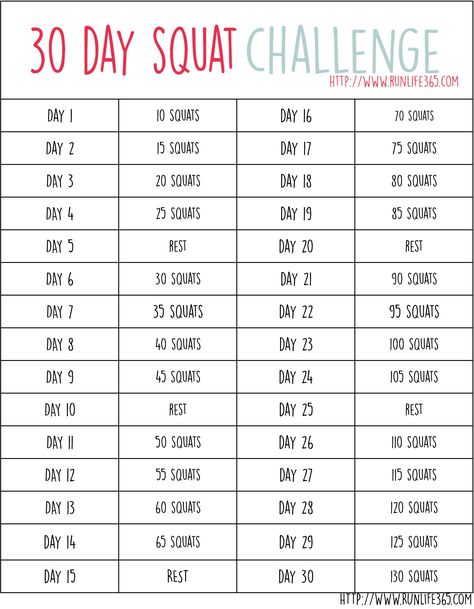 30 Day Squat Challenge  - Run Life 365 30 Day But Challenge Squats, Challenges Exercise, Dieting Foods, Leg Challenge, 30 Day Squat, 30 Day Squat Challenge, Workout Challenges, Revenge Body, Heart Stuff