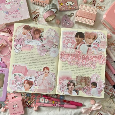 Made by @ggomgyu on Instagram K Pop Notebook Ideas, Kpop Journal Aesthetic, Kpop Journal Ideas, Kpop Notebook, 2024 Journal, Kpop Journal, Journal 3, Border Designs, Journal Inspo