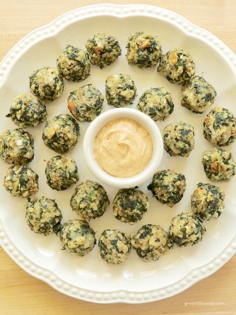 Spinach Stuffing, Best Dip, Spinach Balls, Fried Spinach, Stuffing Balls, Cheese Butter, Perfect Hostess, Dinner Appetizers, Ready To Pop