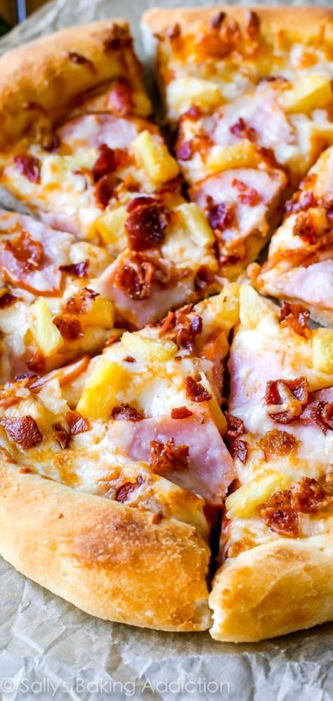 Craving a taste of the tropics? Dive into Sally's mouthwatering Hawaiian pizza recipe that perfectly balances sweet and savory flavors. This homemade delight combines juicy pineapple, savory ham, and a crispy crust to create a pizza experience like no other. Whether you're hosting a casual get-together or simply enjoying a cozy night in, this recipe is sure to impress. Get ready to savor every bite and bring a slice of paradise to your table! Hawaiian Pizza Recipe, Ham And Pineapple Pizza, Bacon Dinner, Savory Ham, Pineapple Pizza, Deep Dish Pizza, Carrot Salad, Pizza Recipe, Sweet And Savory