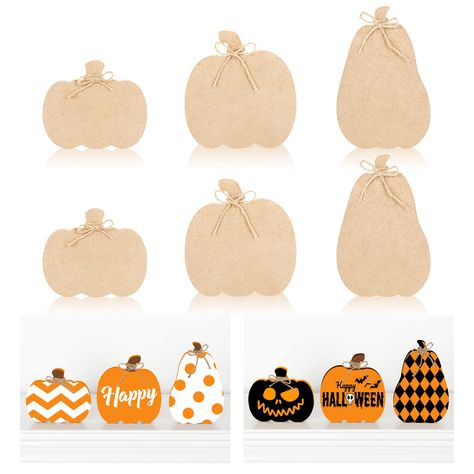 PRICES MAY VARY. Package Content – The package includes 6pcs of wooden pumpkin cutouts, they have 3 designs, each design 2pcs, and plus 1 roll hemp rope, the quantity and proper size can satisfy your different needs, allows you to DIY crafts or make festive decorations. Pumpkin Shape – Our unfinished wooden cutouts are designed in pumpkin shape, cute and attractive, the pumpkins can well reflect fall season, quite suitable for fall and any daily decoration needs, perfect for tiered tray decorati Signs For Fall, Halloween Tiered Tray Decor, Office Diy, Pumpkin Cutouts, Fall Party Themes, Fall Wood Crafts, Wood Burning Kits, Wooden Pumpkins, Wood Pumpkins