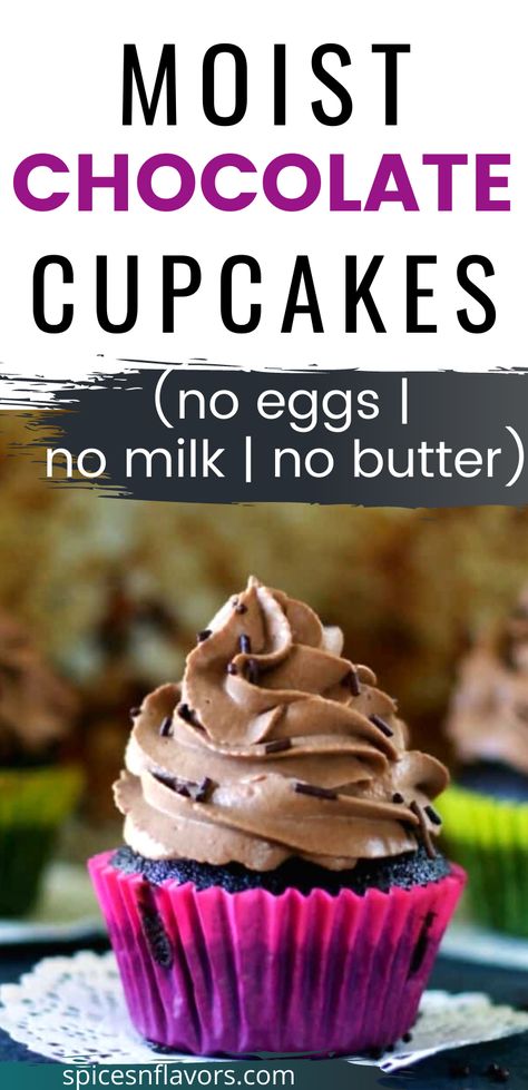 Your search for a moist chocolate cupcakes ends here. Surprisingly easy to make this perfect chocolate cupcake recipe has no eggs, no milk or no butter making it the best vegan chocolate cupcake recipe ever. You can use the same recipe to make a vegan moist chocolate cake too. Easy Vegan Chocolate Cupcakes, No Egg Cupcakes, Eggless Cupcake Recipe Easy, No Egg Cupcake Recipe, Vegan Cupcakes Easy, Cupcakes No Butter, Quick Easy Sweets, Vegan Chocolate Cupcake Recipe, Moist Cupcake Recipes