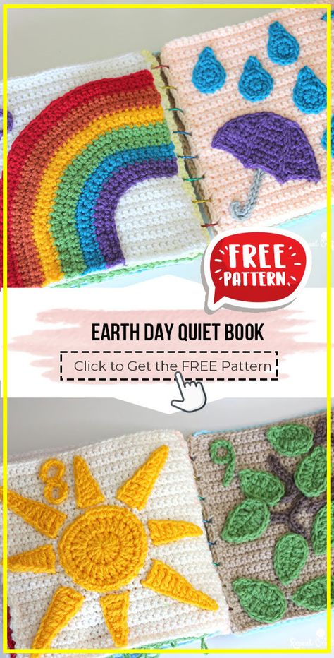 Crochet Playbook Free Pattern, Crochet Books Pattern, Quiet Book Patterns Crochet, Amigurumi Book Pattern, Sensory Book Crochet, Crochet Activity Book Free Pattern, Quiet Book Crochet Patterns Free, Quiet Book Free Patterns, Crochet Book Pattern Free