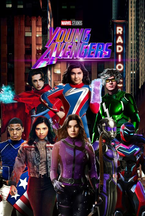 Young Avengers To Join The Leader Of Ms. Marvel With Team Up. Young Avengers Fanart, Avengers Fanart, Avengers Assemble Cartoon, Marvel Young Avengers, Dc Women, Series Poster, Young Avengers, Marvel Fan Art, Kate Bishop