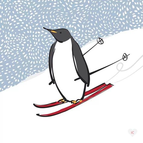 Ski Drawing, Snowboard Art, Simplistic Wallpaper, Penguin Decor, Ski Art, Penguin Art, Luge, Rock Painting Patterns, Turtle Art