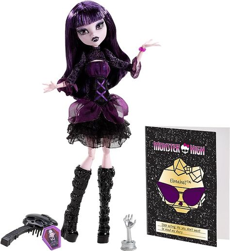 Amazon.com: Monster High Frights, Camera, Action! Elissabat Doll : Toys & Games Dark Purple Lipstick, New Monster High Dolls, Monster High Toys, Monster High Collection, Mh Dolls, Dolls Monster High, Blue Eyeliner, Purple Lipstick, High Characters