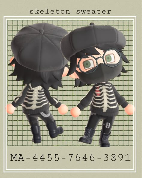 Emo Animal Crossing Designs, Emo Animal Crossing Island, Emo Animal Crossing, Acnl Qr Codes Clothes, Acnh Outfit Code, Animal Crossing Clothing, Animal Crossing Clothes, Ac Outfits, Emo Designs