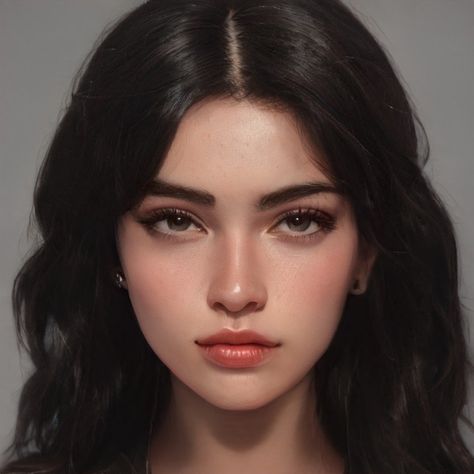 An image generated by Artbreeder. A collaborative tool for discovering images. Human Face Drawing, Fantasy Story Ideas, Brown Eyes Black Hair, Girl Face Drawing, الفن الرقمي, Girls With Black Hair, Female Character Inspiration, Brown Eyed Girls, Digital Portrait Art