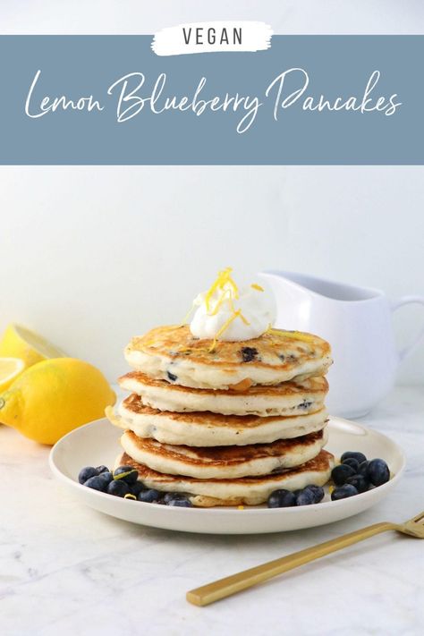 Vegan Lemon Blueberry Pancakes - Labeless Nutrition Vegan Blueberry Pancakes, Best Vegan Pancakes, Lemon Blueberry Pancakes, Vegan Pancake, Lemon Pancakes, Blueberry Pancakes Recipe, Vegan Pancake Recipes, Best Pancake Recipe, Pancake Bites