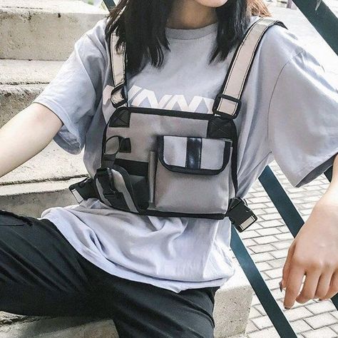 Reflective Chest Rig Silver Reflective Techwear Vest | Etsy Cyberpunk Streetwear, Vest Outfits Men, Chest Bag Men, Outdoor Vest, Streetwear Shoes, Streetwear Accessories, Chest Rig, Tactical Vest, Hip Hop Streetwear