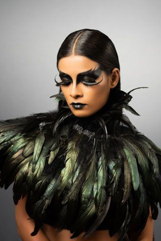 Raven Fashion, Bird Makeup, Anushree Reddy, Performance Makeup, Fantasy Ideas, Cape Shawl, Bird Costume, India Fashion Week, Carnival Costume