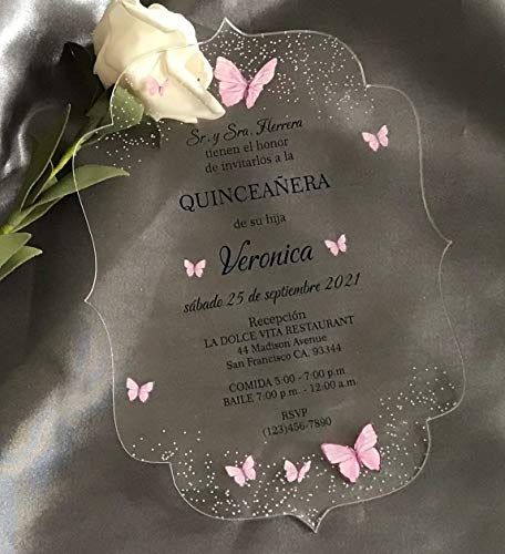 Clear Invitations Quinceañera, Butterfly Quinceanera Theme, Quinceñera Invitations, Enchanted Forest Quinceanera Theme, Butterfly Wedding Invitations, Sweet 16th Birthday, Sweet 15 Party Ideas Quinceanera, Sweet 15 Party Ideas, Quince Themes