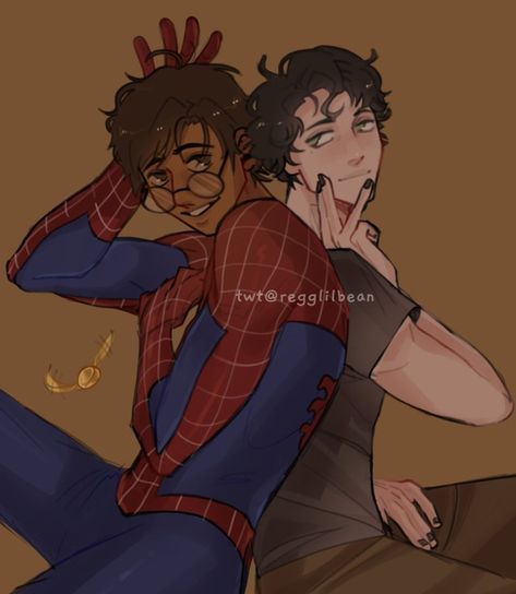 Spiderman Au, Slytherin Funny, Marauders Fan Art, Drarry Fanart, Gay Harry Potter, Harry Potter Artwork, Regulus Black, All The Young Dudes, Harry Potter Marauders