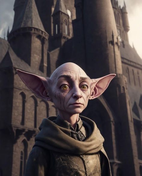 House Elf Harry Potter, Fantastic Beasts Creatures, Dobby Harry, House Elf, Dobby Harry Potter, Potter Aesthetic, Elf House, Dark Elf, Harry Potter Aesthetic