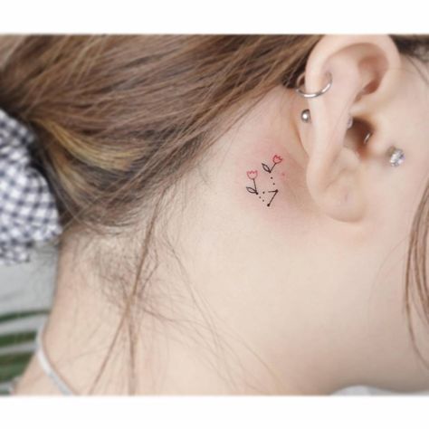 Libra Constellation Tattoo Behind Ear, Libra Behind Ear Tattoo, Libra Tattoo Behind Ear, Libra Zodiac Tattoos, Libra Constellation Tattoo, Sister Tat, Tattoo Behind Ear, Libra Constellation, Libra Tattoo