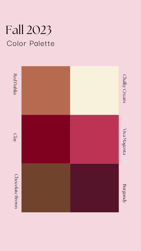 Color Palette 2023 Trend, Fashion Color Trend Fall Winter 2023, Aw 2023 Color Trends, Feminine Fall Color Palette, Color Palette Trends 2023, Color Trends Fall 2023, Pantone Color Palette Fall Winter 2023, Trending Color Pallets 2023, Hair Color Trends 2023 Fall