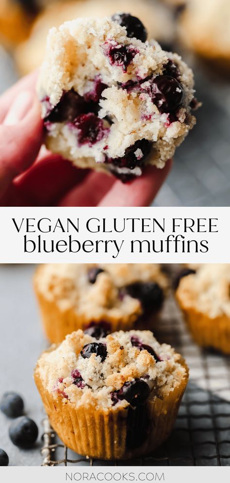 These soft and fluffy Gluten Free Blueberry Muffins are bursting with berrylicious flavors. Easy to make and finished with a sweet crumb topping, they’re the ultimate gluten free muffins! Egg free and dairy free. Dairy Free Blueberry Muffins, Egg Free Muffins, Healthy Blueberry Recipes, Blueberry White Chocolate, White Chocolate Muffins, Gluten Free Blueberry Muffins, Vegan Blueberry Muffins, Vegan Blueberry, Dairy Free Eggs