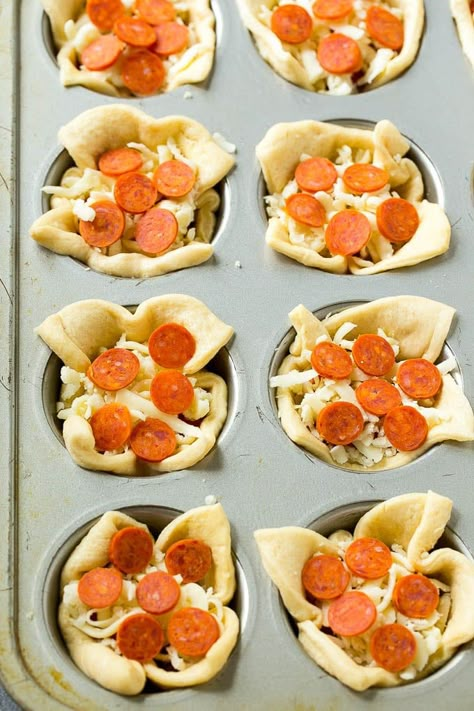 Crescent Roll Pizza Muffin Tin, Mini Muffin Tin Pizza Bites, Individual Pizza Party, Pizza Cups Muffin Tins Crescent Rolls, Muffin Pan Pizza Bites, Pizza Cups Muffin Tins Biscuits, Mini Pizza Cups, Pizza Muffins With Pizza Dough, Pizza Muffins Recipe Pillsbury