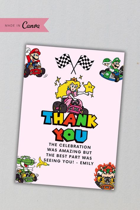 Kids Birthday Themes Girls, Mario Kart Princess, Peach Birthday Invitation, Princess Peach Birthday, Peach Mario Bros, Super Mario Invitation, Princess Peach Party, Mario Svg, Peach Birthday