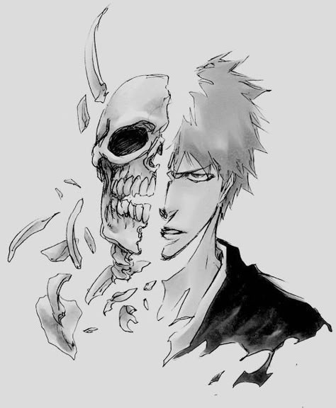 Bleach Ichigo by EdvinAlex Bleach Tattoo, Bleach Drawing, Tite Kubo, Bleach Anime Ichigo, Kurosaki Ichigo, Bleach Characters, Drawing Faces, White Drawing, Bleach Art