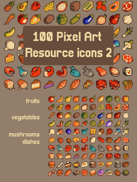 Introducing Resource 32×32 Icons Pixel Art Assets. It is a great package that will definitely please any 2D game developer. In this pack, you will find a lot of quality resources designed in the popular Pixel Art style and 32×32 resolution. Here you will find such elements as Game Assets 2d Pixel Art, Pixel Game Assets, Pixel Art Game Assets, Pixel Art Assets, Game Assets Concept Art, Pixel Art Items, Game Design Inspiration, Game Assets 2d, Pixel Rpg Games